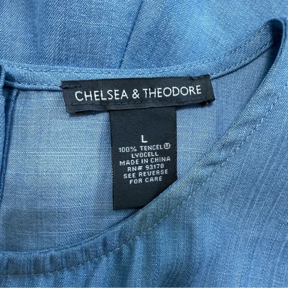 Chelsea & Theodore Light and Dark Blue Sleeveless Dress - Picture 7 of 8